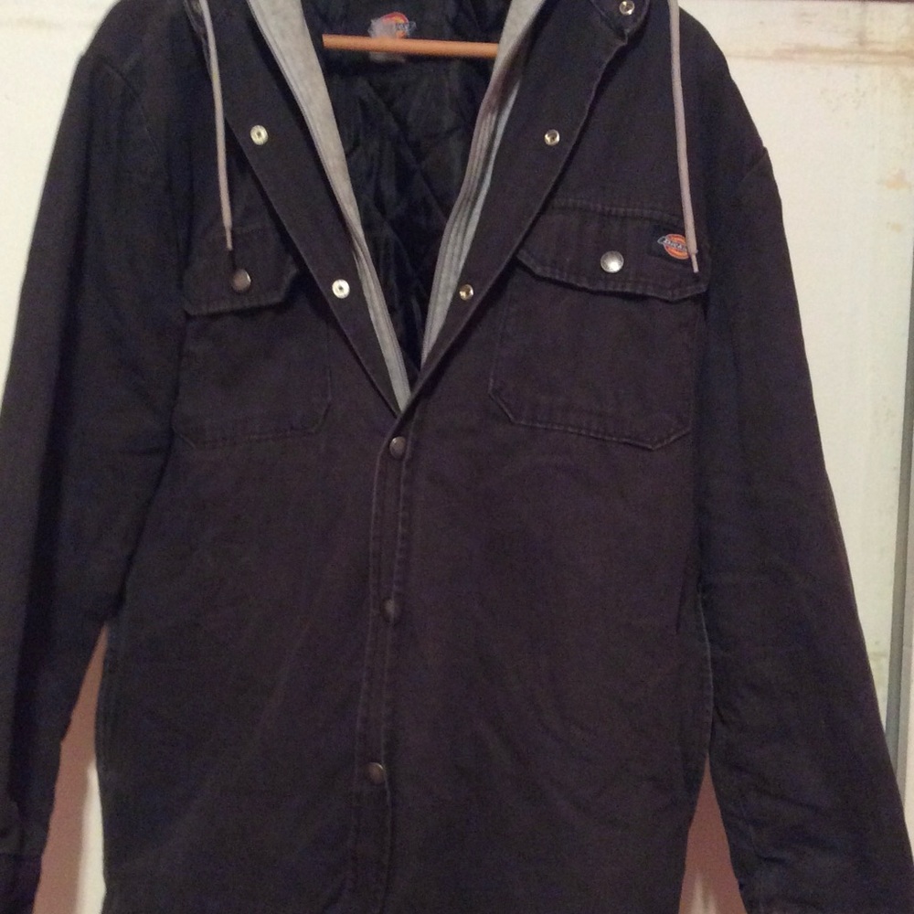 Dickies Men's Charcoal Hooded Shirt Jacket